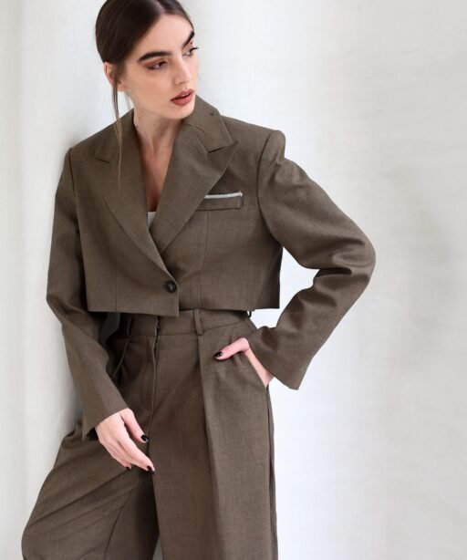 Allure cropped blazer brown