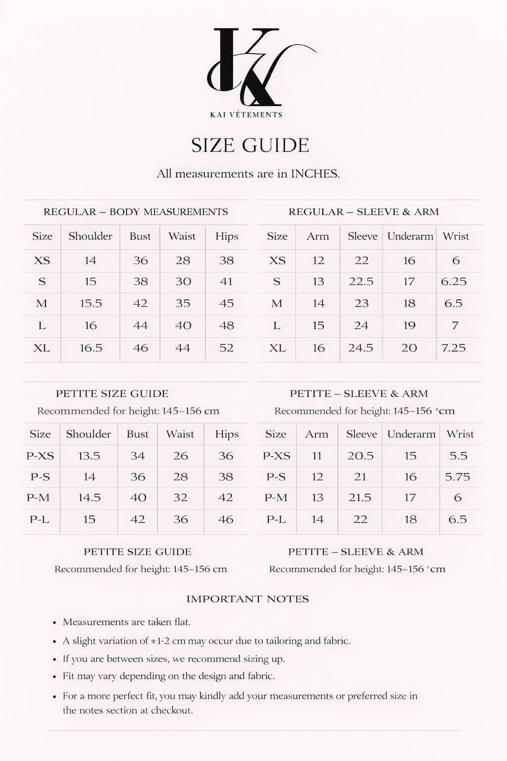 Size chart